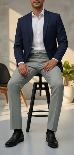 Men’s New York Formal Ankle Length Pants – Modern Slim Fit Office Wear Light Grey