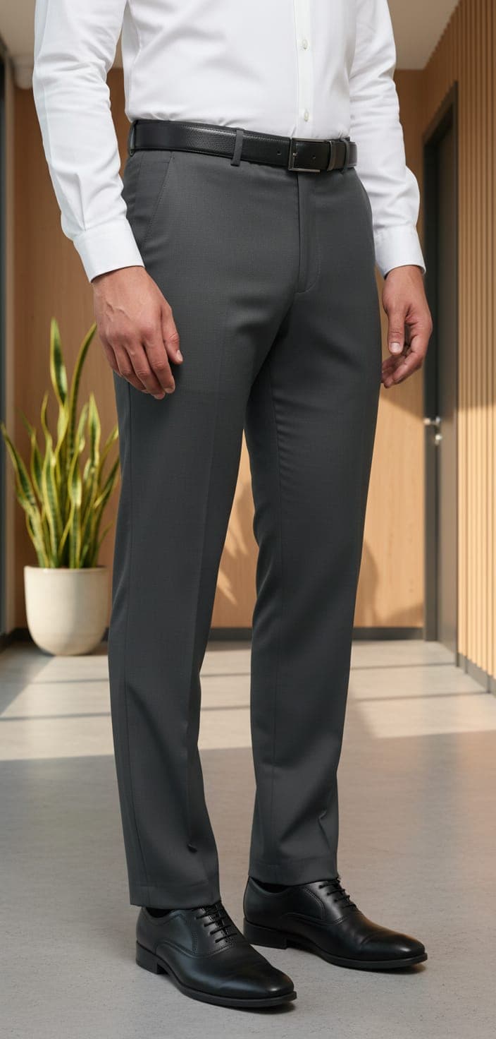 Men’s Spain Formal Ankle Length Pants – Modern Slim Fit Office Wear Black