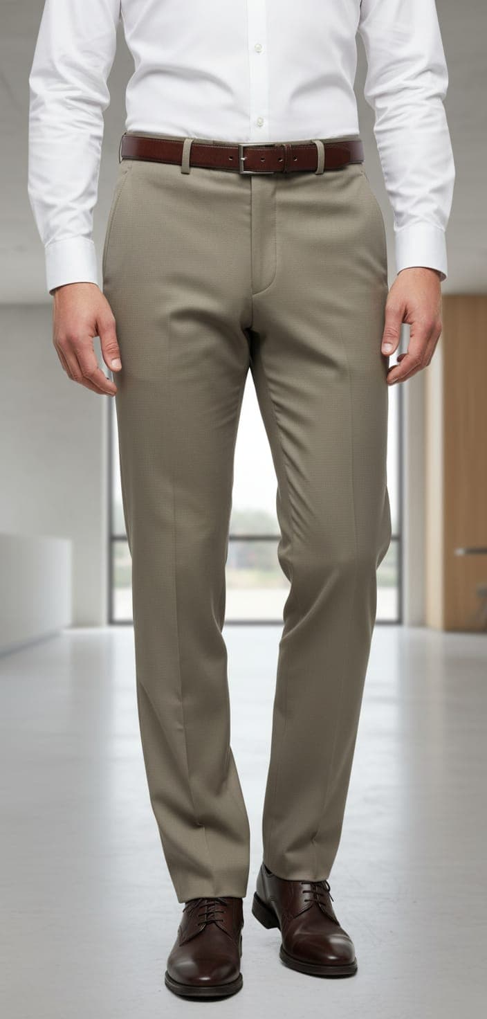 Men’s Spain Formal Ankle Length Pants – Modern Slim Fit Office Wear Light Brown