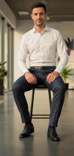 Men’s Spain Formal Ankle Length Pants – Modern Slim Fit Office Wear Light Dark Blue