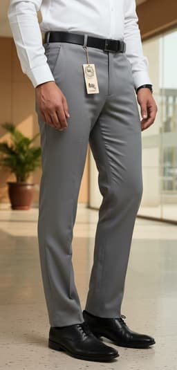 Men’s Spain Formal Ankle Length Pants – Modern Slim Fit Office Wear Light Grey