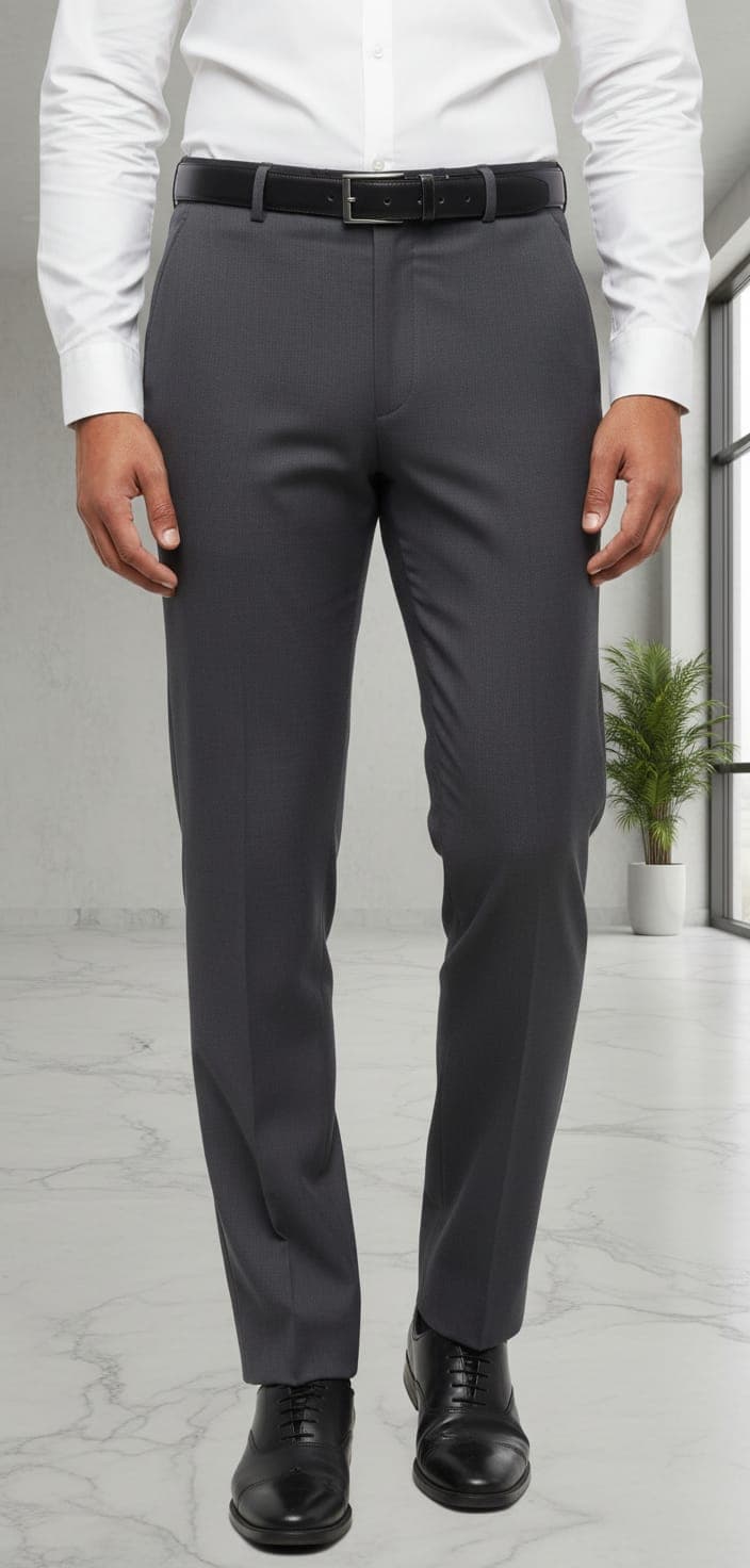 Men’s New York Formal Ankle Length Pants – Modern Slim Fit Office Wear Dark Grey